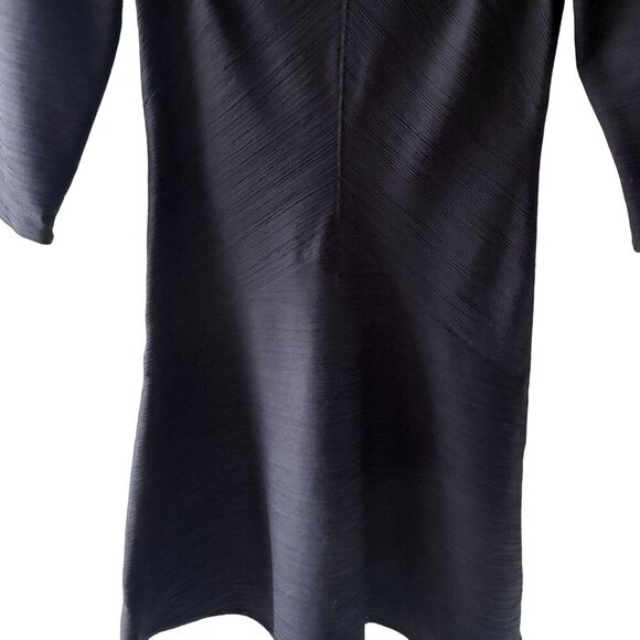 Wolford Size XS Black V-Neck Ribbed A-Line Midi Shania Dress Stretch 3/4 Sleeves - Picture 7 of 12